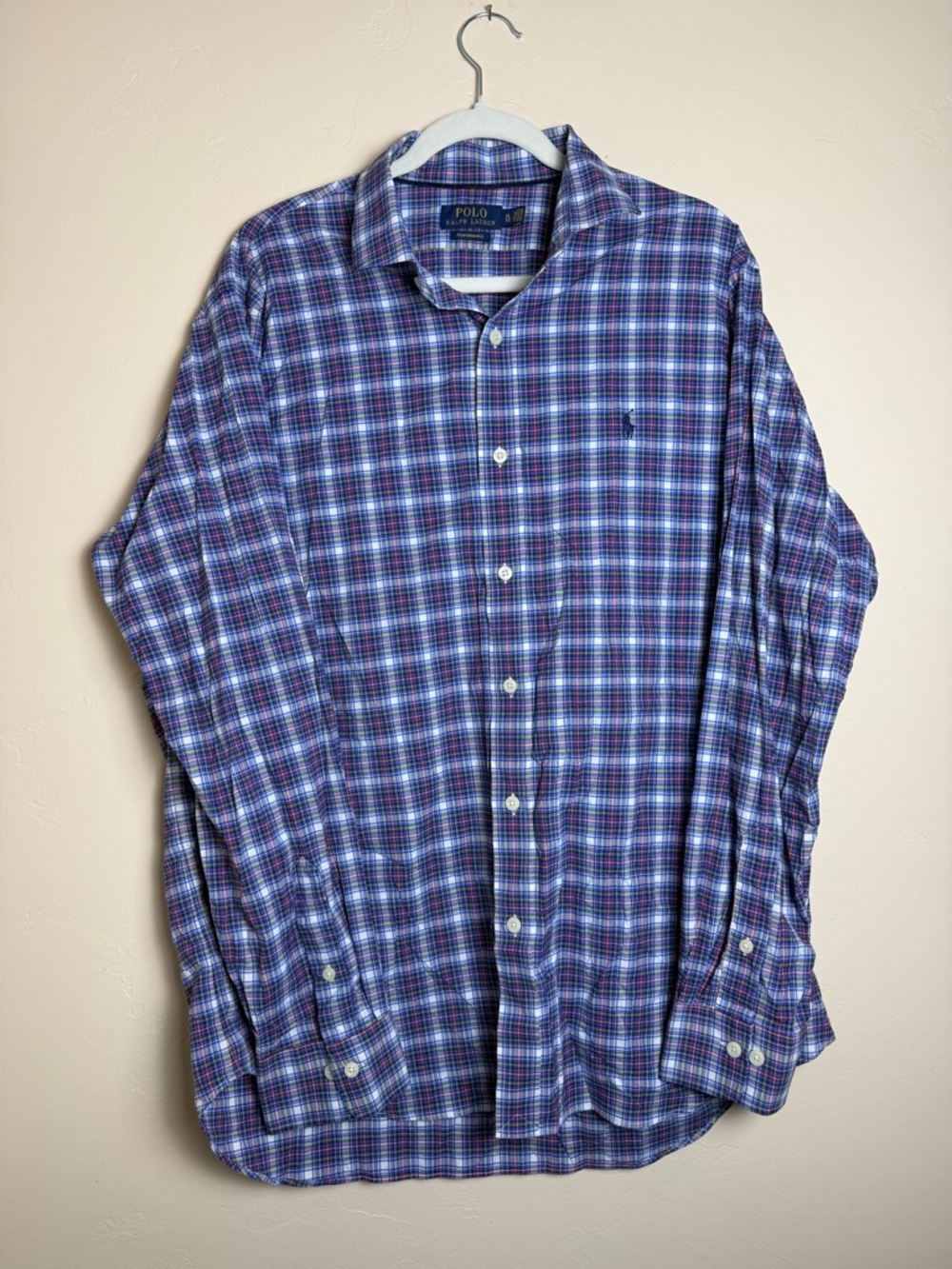 Polo Ralph Lauren Blue Plaid Button-Down Performance Long sleeve Shirt mens XL